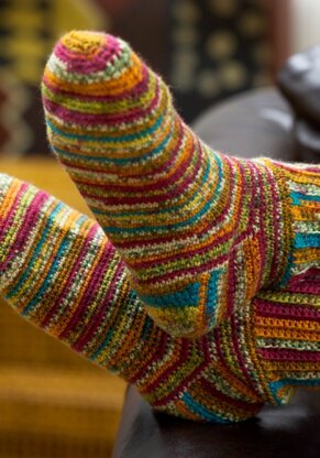 Colorful Crochet Socks in Red Heart Heart & Sole - WR1783