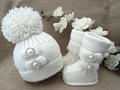 Knitting Baby Booties Baby Beanie Lovely Baby Set