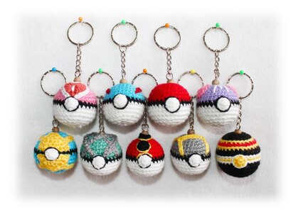 9 x Pokemon Ball Key Chains Crochet pattern by Kristine Kuluka