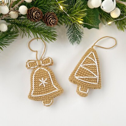 Crochet Christmas gingerbread ornaments pattern Amigurumi holiday decor