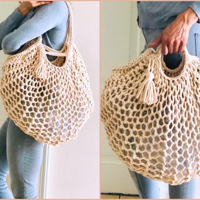 Knitting Pattern – Shopper- Shopping Bag – Beach Bag BIG NETTY – No.218E - knitting pattern