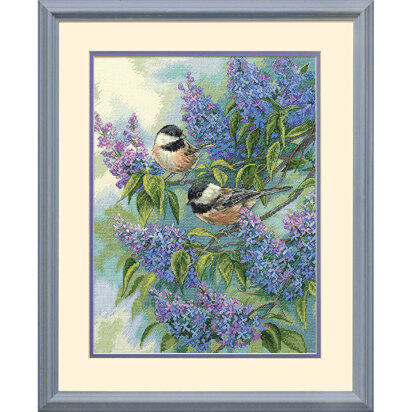 Dimensions Chickadees and Lilacs Cross Stitch Kit