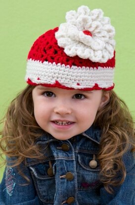 Big Bloom Hat in Red Heart With Love Solids - LW3167