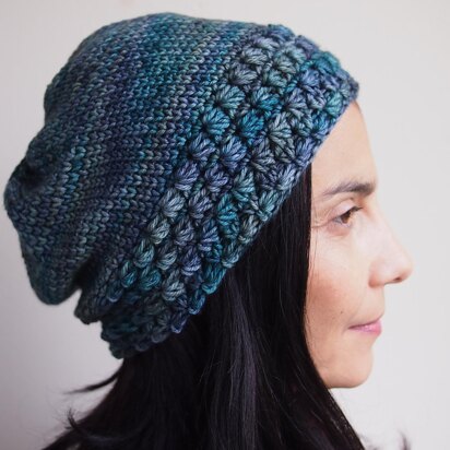 Star stitch slouchy hat with knit look