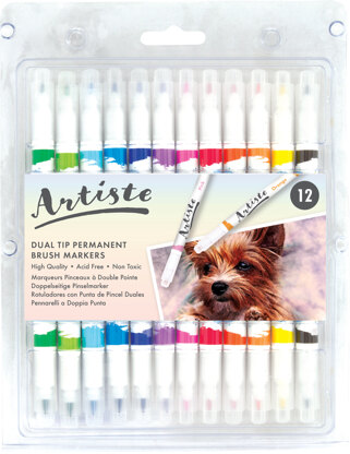 Artiste Dual Tip Brush Markers (12pcs) - Brights