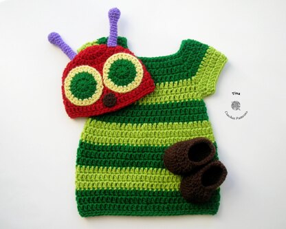 Hungry Caterpillar Hat, Dress and Shoes Outfit