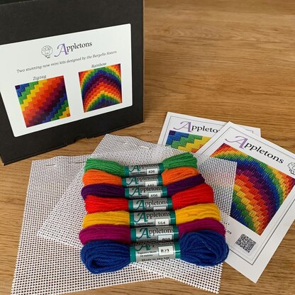 Appletons Rainbow/Zig Zag Bargello Long Stitch Kit - 12cm x 10cm