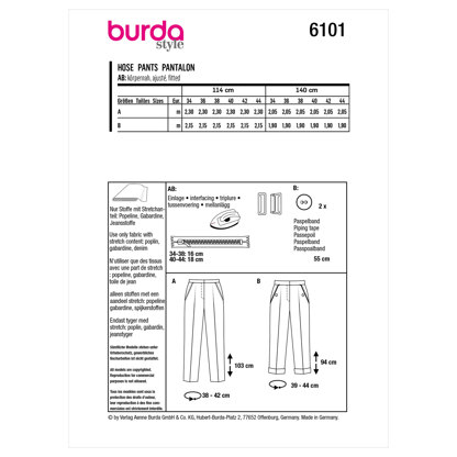 Burda Style Misses' Trousers and Pants B6101 - Paper Pattern, Size 8-18