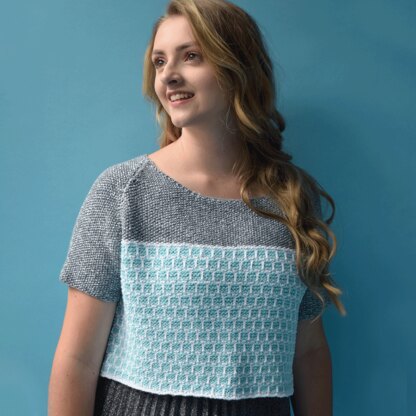 Around The Pool Crop Top - Free Knitting Pattern in Paintbox Yarns Cotton DK and Metallic DK - Downloadable PDF