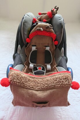Reindeer Hood Baby Car Seat Blanket + Toy