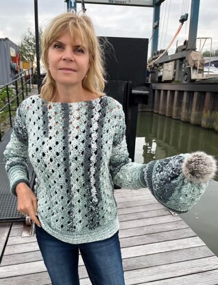 Sage Symphony Sweater (plus matching hat)