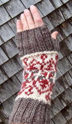 A Rose in Hand Fingerless Mitts