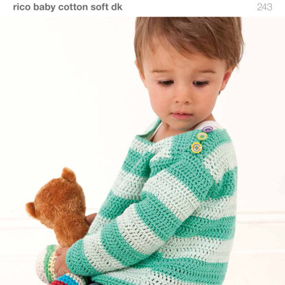 Striped Jumper/Jumper with Flowers in Rico Baby Cotton Soft DK - 243