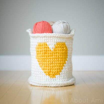 Crochet Heart Basket