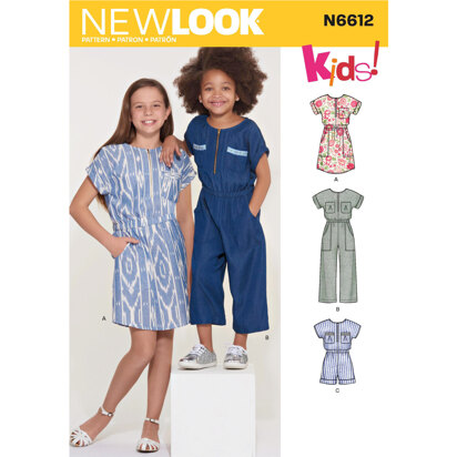 New Look N6612 Children's, Girls' Jumpsuit, Romper and Dress 6612 - Paper Pattern, Size 3-4-5-6-7-8-10-12-14