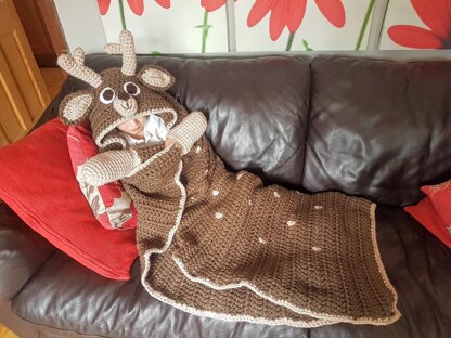 2in1 Woodland Deer Fawn Hooded Blanket Crochet Pattern