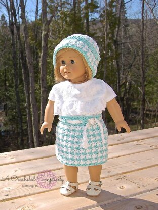 Houndstooth 18" Doll Cloche, Top & Skirt