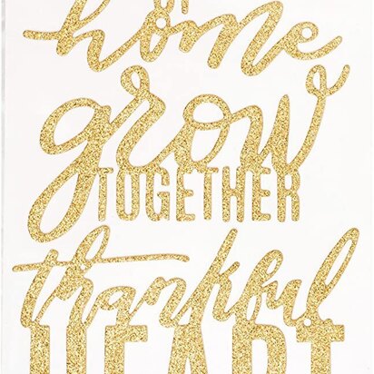 Pebbles Thickers Jen Hadfield Heart of Home Phrase Gold Glitter (8 piece)