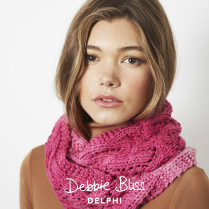 "Lace Cowl" - Cowl Knitting Pattern For Women in Debbie Bliss Delphi