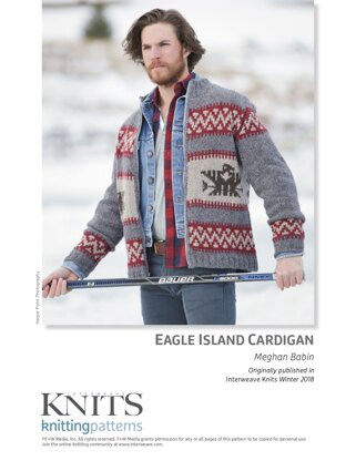 Eagle Island Cardigan in Harrisville Designs Watershed - Downloadable PDF