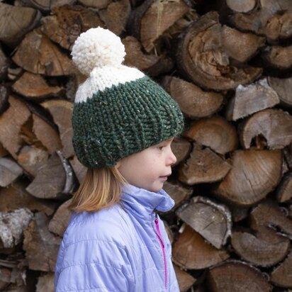 Color Block Chunky Hat Toque Pompom Winter