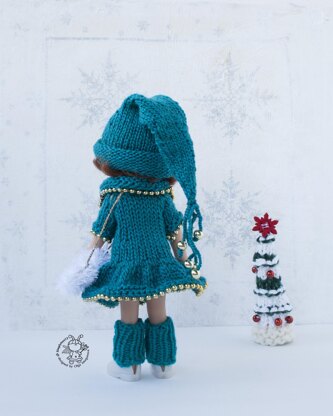 Knitted flat outfit Christmas Tree  for 8-9 inch dolls