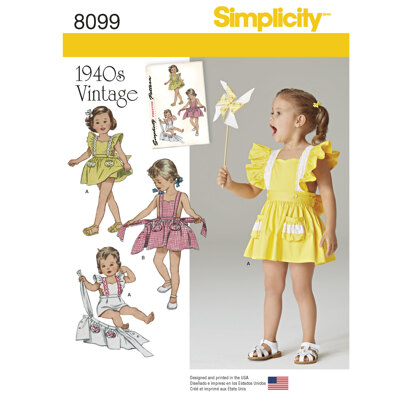 Simplicity Toddlers' Romper and Button-on skirt 8099 - Paper Pattern, Size A (1/2-1-2-3-4)