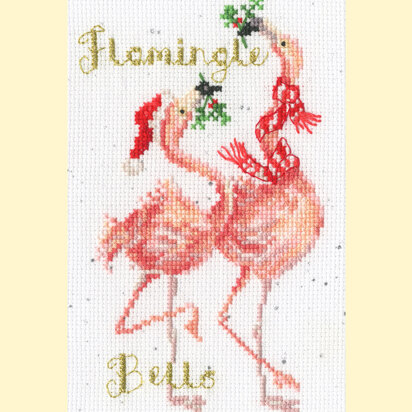 Bothy Threads Flamingle Bells Cross Stitch Kit - 10 x 16cm