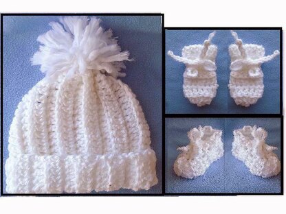 764 BABY BOOTIES, HAT, MITTENS,