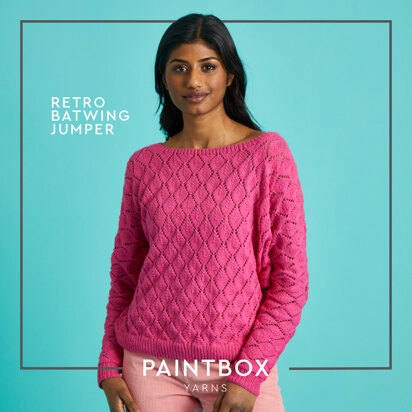 Retro Batwing Jumper - Free Jumper Knitting Pattern For Women in Paintbox Yarns Cotton 4 Ply by Paintbox Yarns