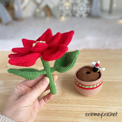 Bumble Blossom Christmas Poinsettia Amigurumi Crochet Pattern