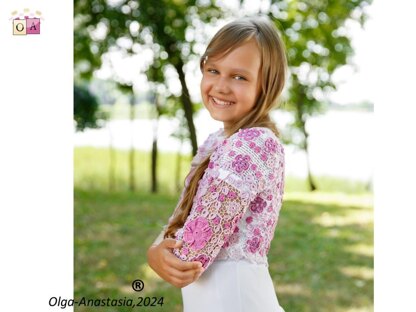 Crochet lace jacket for girls