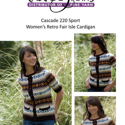 Women's Retro Fair Isle Cardigan in Cascade 220 Sport - DK255