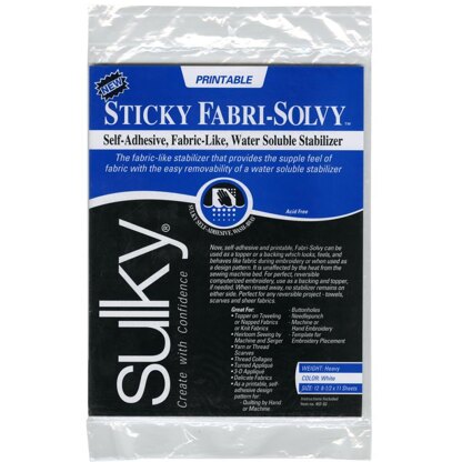 Sulky Sticky Fabri-Solvy Stabilizer 12/Pkg - 8.5in x 11in