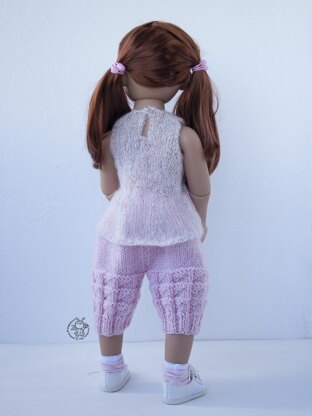 Pink dream outfit knitting flat for 18 in doll