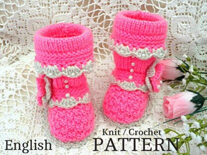 Knitting PATTERN Baby Booties Baby Girl Shoes Infant