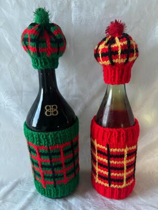 DK knitting pattern Plaid Tartan bottle jacket & Tam O' Shanter bottle hat