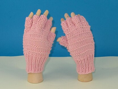 Simple Stripe Short Finger Gloves