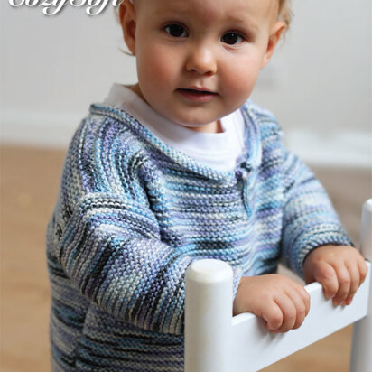 Boys Garter Stitch Sweater in Ella Rae Cozy Soft Print - ER5-02