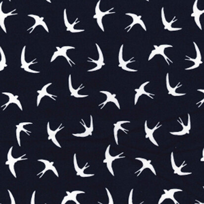 Oddies Textiles Cotton Poplin Printed – Birds Navy