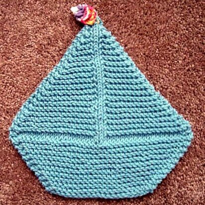 Sail Boat Dish Cloth - knitting pattern