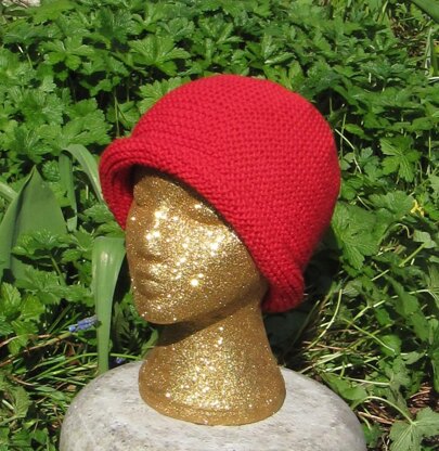 Simple Garter Stitch Roll Brim Beanie Hat