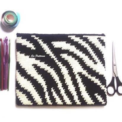 Zebra Tapestry Crochet Clutch