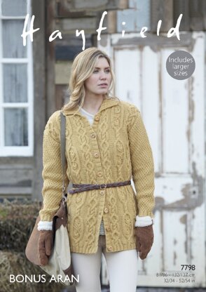 Coat in Hayfield Bonus Aran with Wool - 7798 - Downloadable PDF