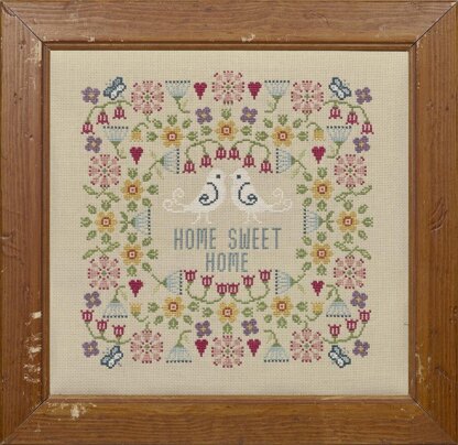 Historical Sampler Company Flower Home Sweet Home Sampler Cross Stitch Kit - 25cm x 25cm