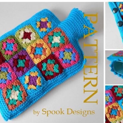Hot Water Bottle Cover - Granny Square