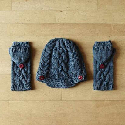 Shetland Winter Warmers (Convertible Gloves and Cable Peek Cap)