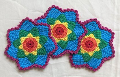 Rainbow flower coaster by HueLaVive