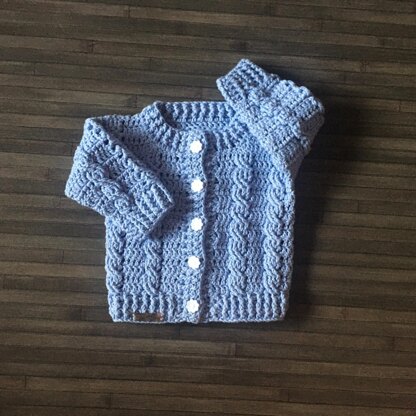 Lola Baby Cardigan Hat and Booties Set