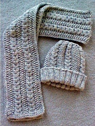 Aran Hat and Scarf - - Knit ePattern